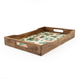 Handcrafted Rectangular Tray Mango Wood - Strawberries 45cm