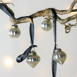 Silver Ribbed Bauble Garland on Black Ribbon