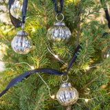 Silver Ribbed Bauble Garland on Black Ribbon
