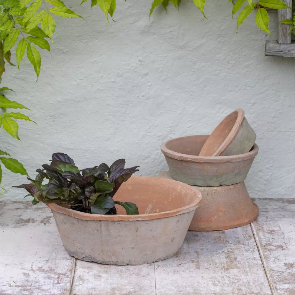 plant pots with dish Antiqued Redstone Dish Planter
