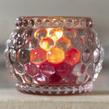 Pale Rose Bubble Glass Votive with Gold Rim