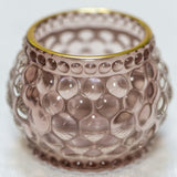 Pale Rose Bubble Glass Votive with Gold Rim
