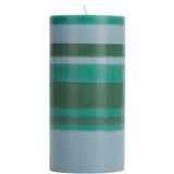 hand-poured striped pillar candle
