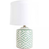Ikat Lamp Sage with White Shade