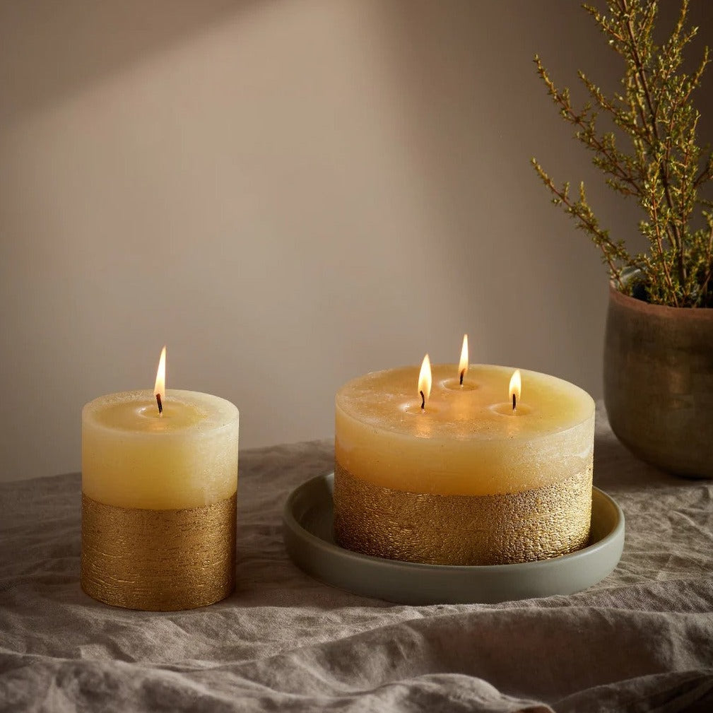 St Eval Ivory Inspiritus Gold Dipped Pillar Candle Mad Lilies