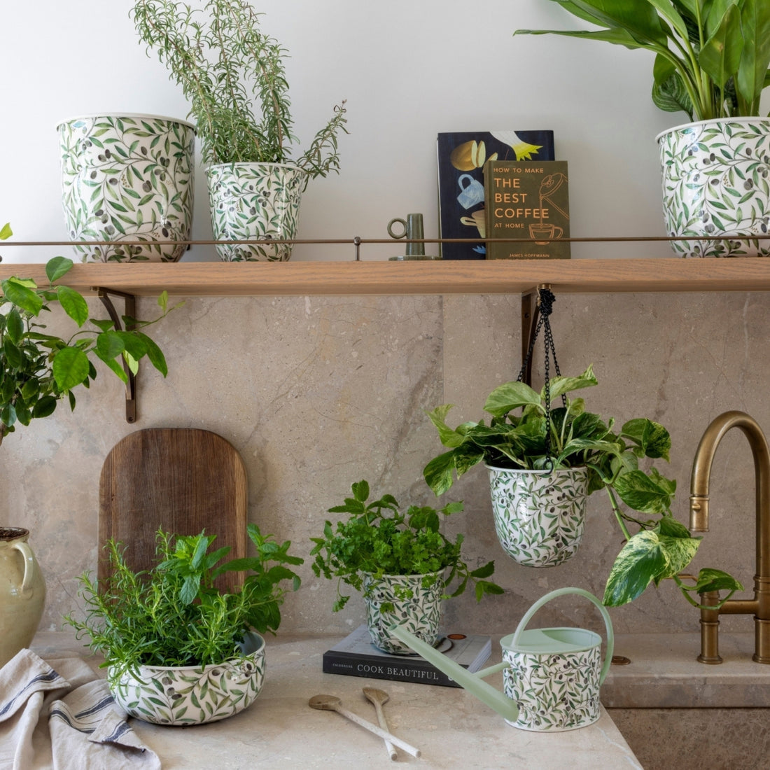 house plant pots uk Olive Metal Hanging Planter | Indoor Plant Pot UK