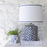 Ikat design blue and white table lamp
