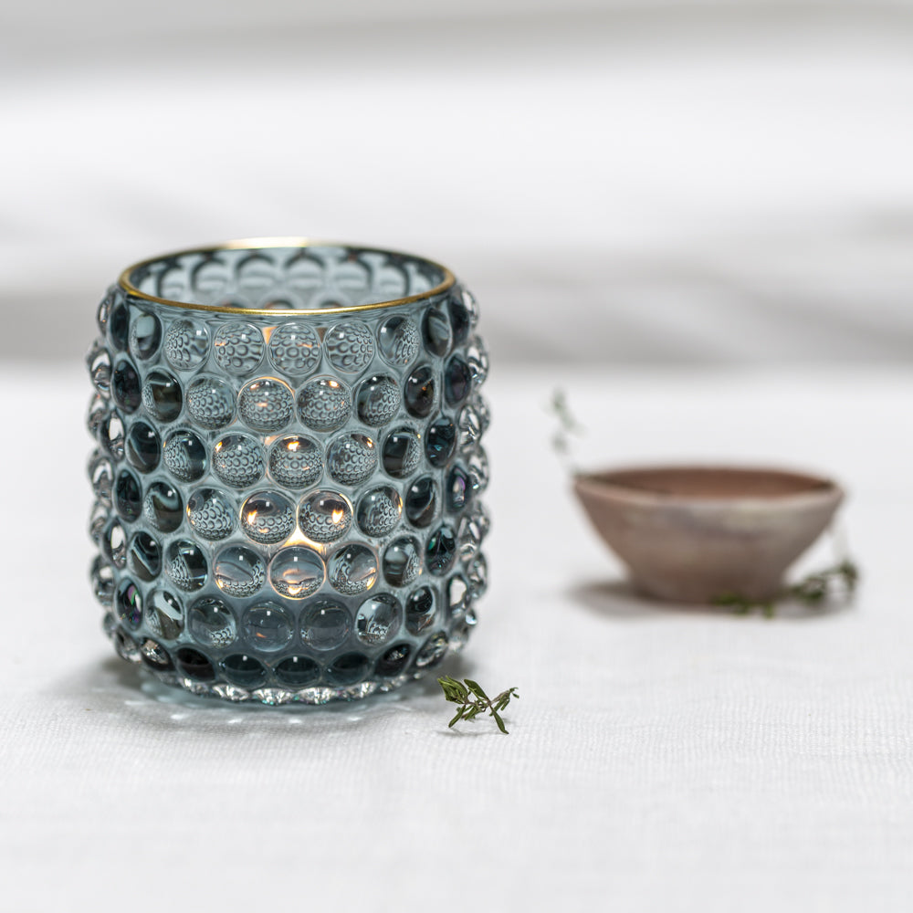 Bubbly blue votive holder
