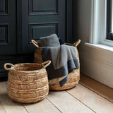 Round woven baskets