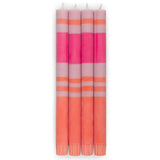 British Colour Standard Striped Orange Flame, Venetian & Neyron Eco Dinner Candles, Pack Of 4