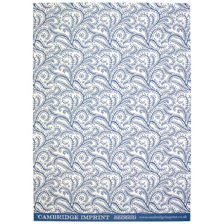 Cambridge Imprint - Gift Wrap Paper Seaweed Paisley Prussian Blue