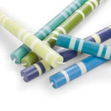 British Colour Standard Striped Eau De Nil & Pearl Eco Dinner Candles, Pack Of 4