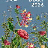 2026 RHS diary cover with floral design on a blue background