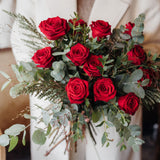 Scarlett Statement Bouquet | Luxury Red Rose & Eucalyptus Christmas Bouquet