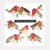 Robins & Festive Sprigs Christmas Card
