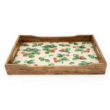 Handcrafted Rectangular Tray Mango Wood - Strawberries 45cm