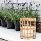 Glass & Cane Hurricane Lantern