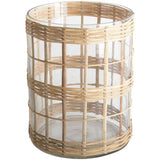 Glass & Cane Hurricane Lantern