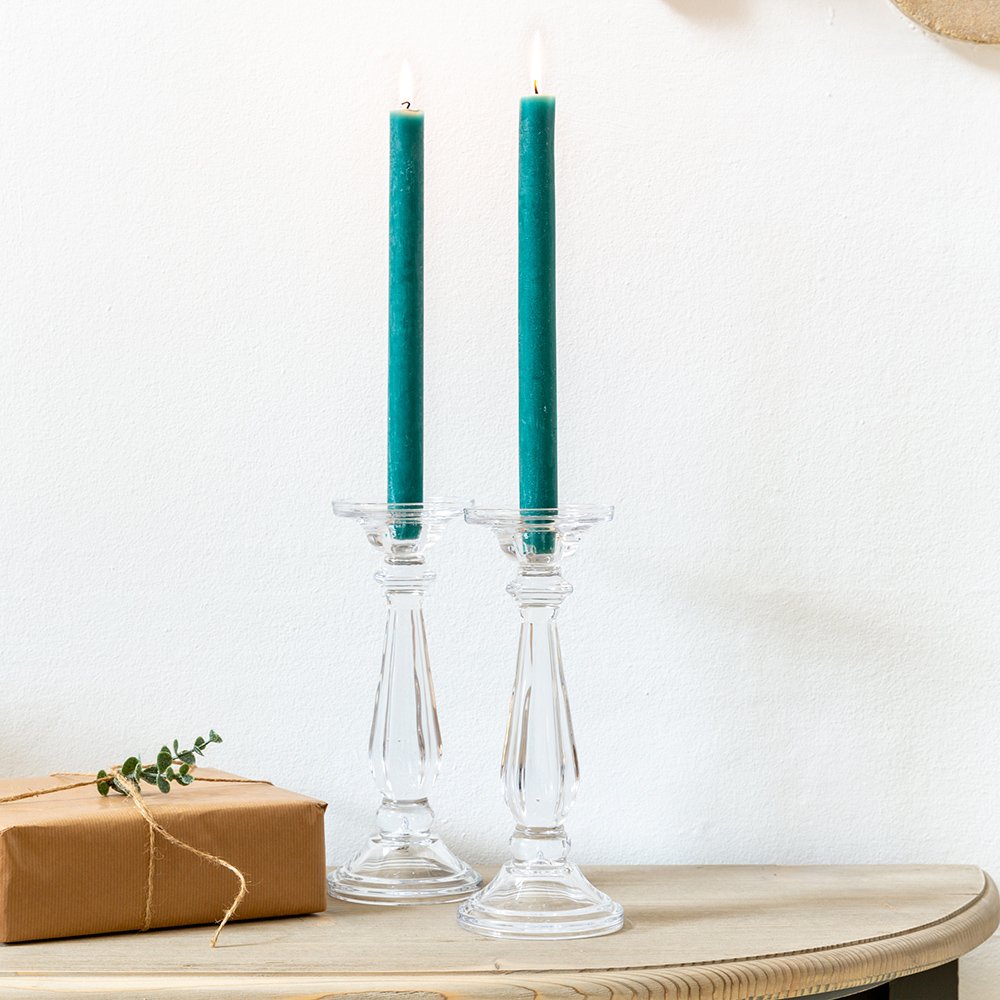 Clear glass candlesticks