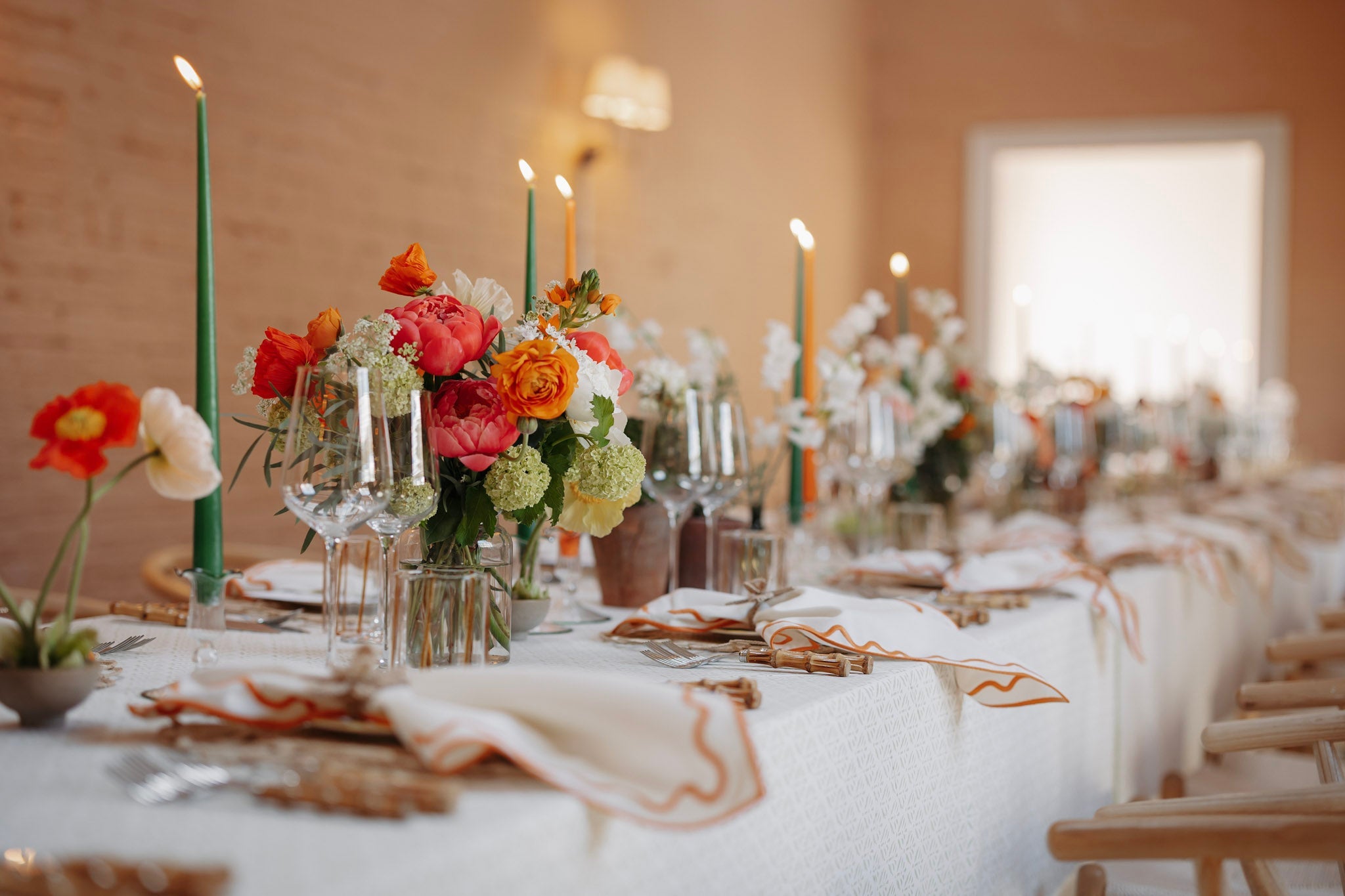 Pillar candles, taper candles and dinner candles on display