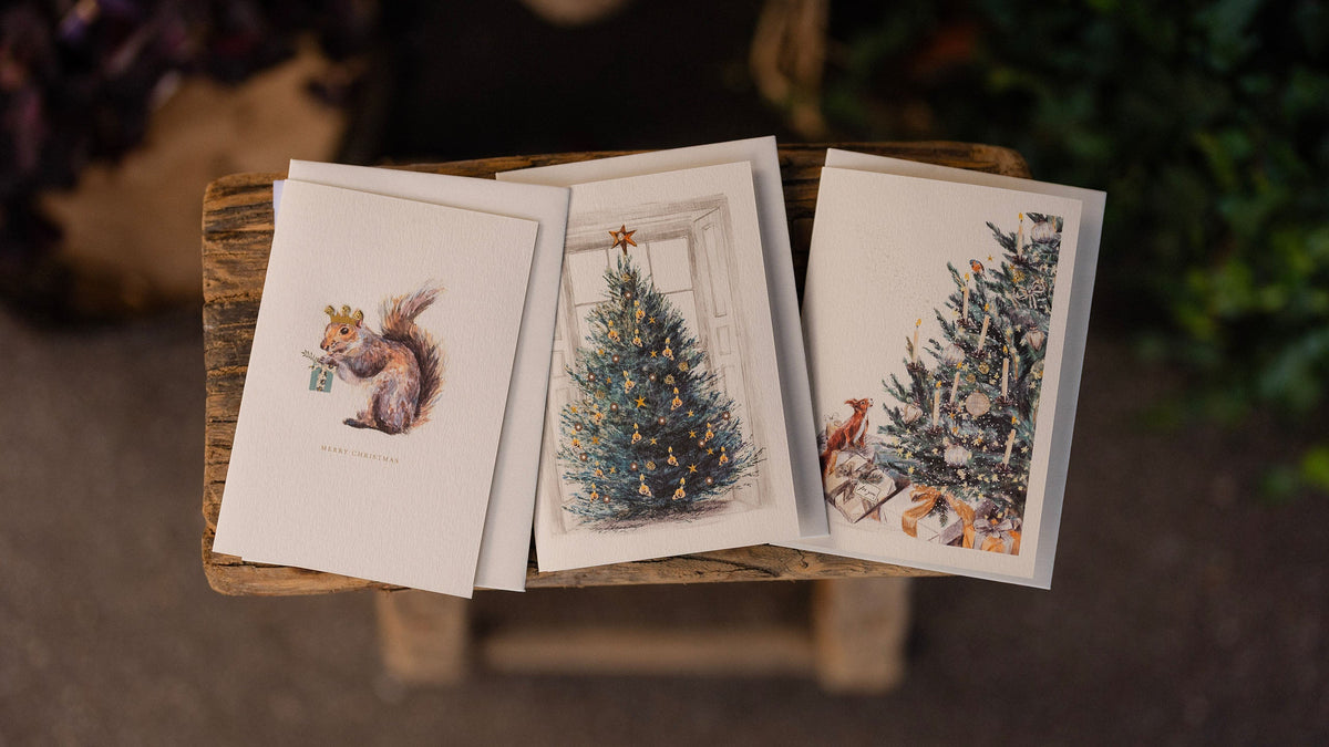 Luxury Christmas cards wrapping paper ribbons and gift wrap from Mad Lilies