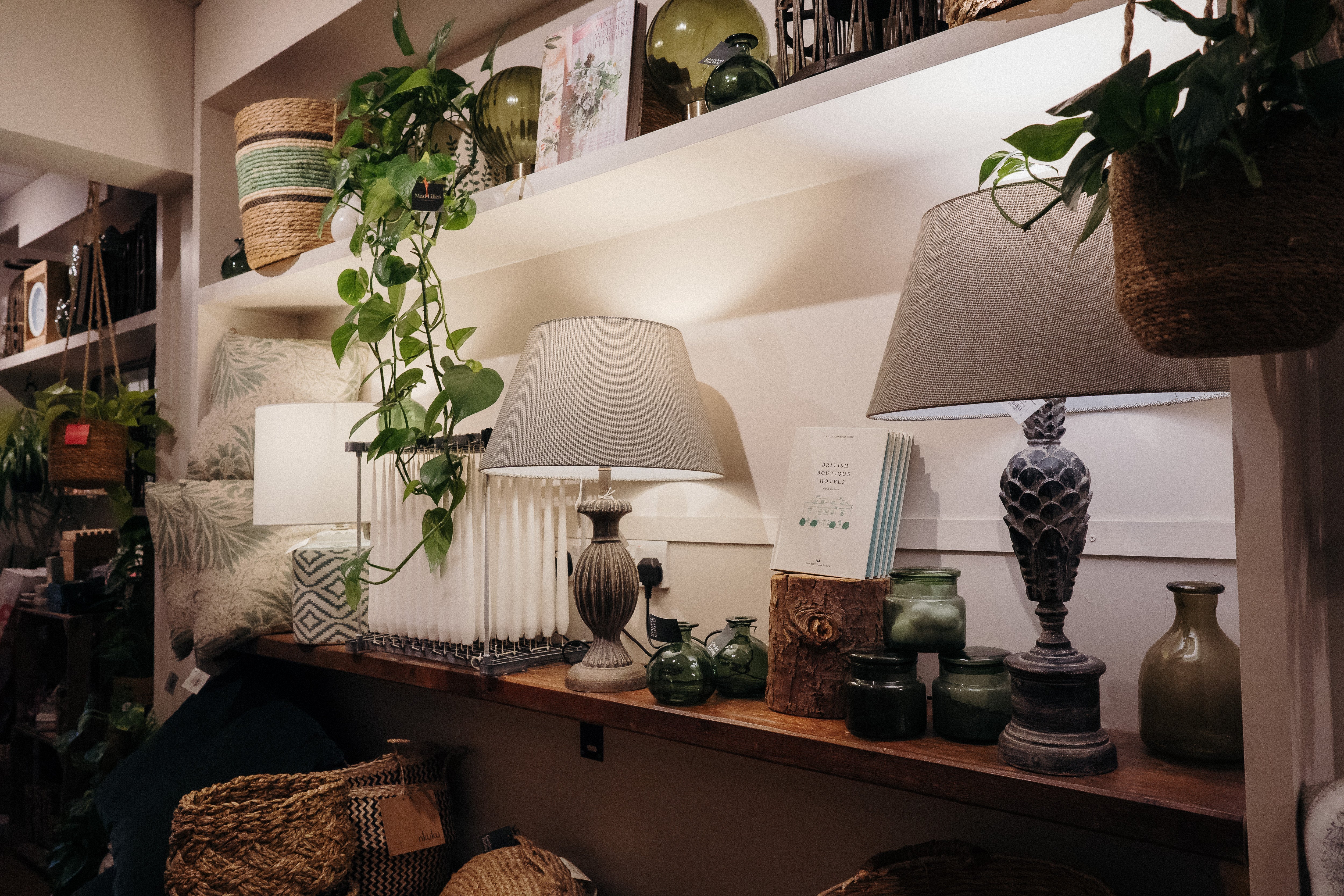 Table lampshade and lamp base on display at Mad Lilies Banstead Surrey