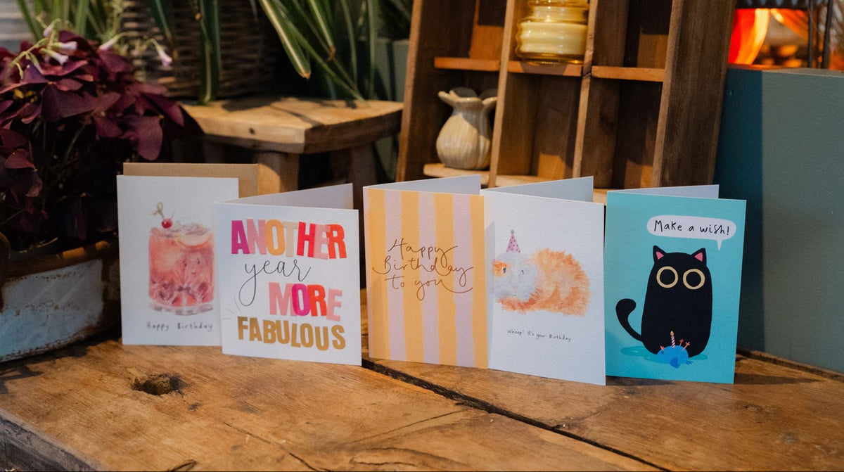Shop funny, heartfelt and beautifully illustrated birthday cards at Mad Lilies. Discover unique birthday greetings online or visit our Banstead, Surrey shop.