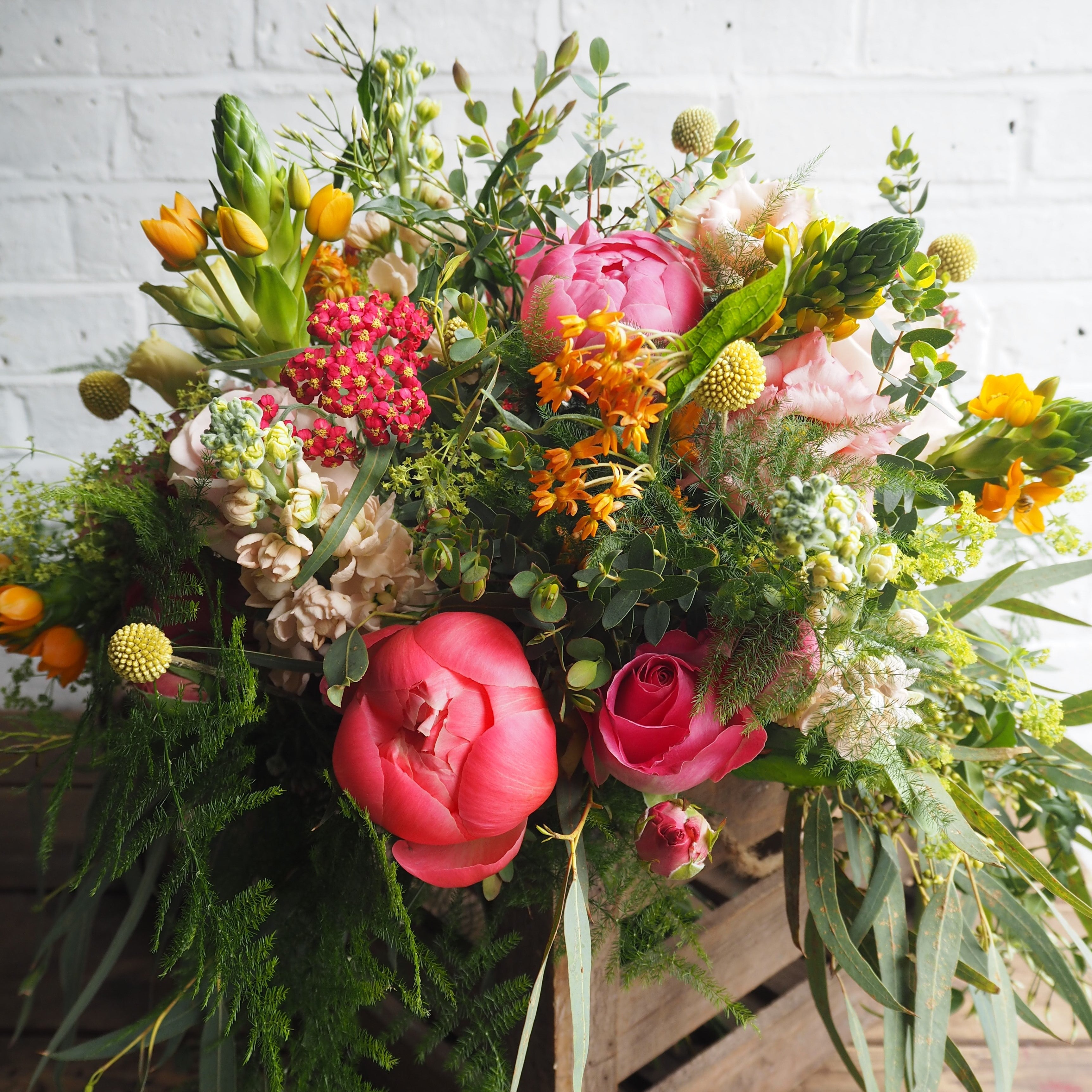 Luxury seasonal bouquet of fresh flowers by Mad Lilies, artisan florist in Banstead, Surrey.