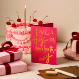 Love &amp; Hugs on Your Birthday – Pink Card | Luxury Birthday Greeting Card