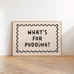 What’s for pudding kitchen print with squiggly line design