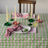 Green Block Printed Cotton Tablecloth – Floral Pattern Table Linen