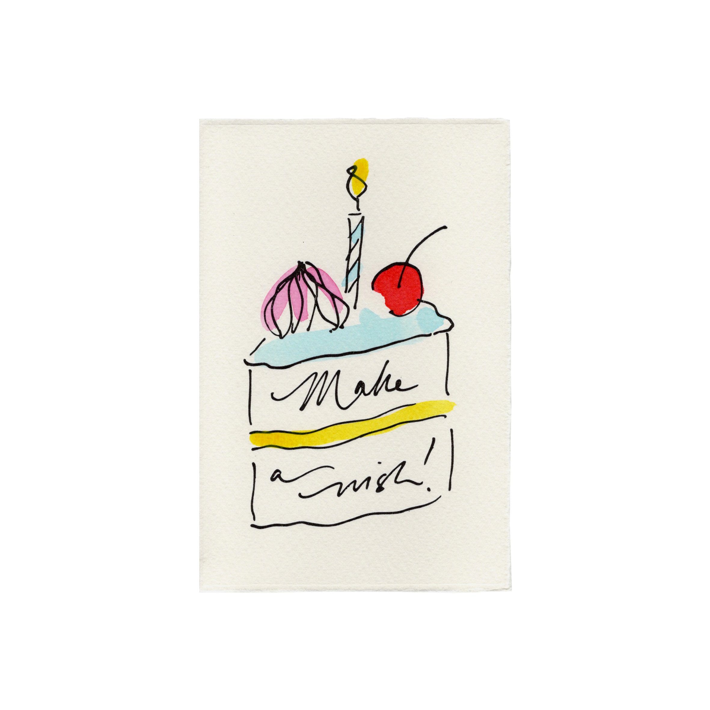 Make A Wish Birthday Cake Card – Luxury Hand-Painted Letterpress Card