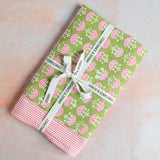 Green Block Printed Cotton Tablecloth – Floral Pattern Table Linen