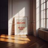 Welcome We Have Wine Wall Art Print – Red & Cream Kitchen Typography Art