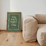 The Early Night Club Wall Art Print – Cream & Olive Typography Print