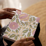 Block Printed Ruled Notebook (A5) - Marigold Glitz Blush