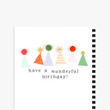 Pom Pom Party Hats Birthday Card
