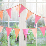 Pink Fabric Bunting with Tassels | Reusable Cotton Party Decoration