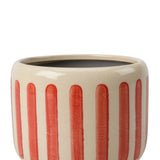 Crackle Glaze Coral Striped Stoneware Plant Pot – 18cm