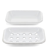 Two-Part Enamel Soap Dish - White