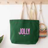 Jolly (Tired) Forest Green Christmas Canvas Tote Bag
