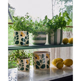 Wikholm Sanna White & Green Stoneware Plant Pot