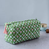 Petal Block Printed Cosmetic Bag – Floral Cotton Wash Bag