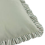 Solene Ruffle Cushion – Matte Velvet with Striped Linen-Blend Trim