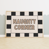 Wisdom & Wonder x Hey Wonder “Naughty Corner” Wall Art Print – Black & Cream Landscape