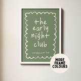 The Early Night Club Wall Art Print – Cream & Olive Typography Print