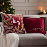 Winter Noel Appliqué Velvet Cushion – Red