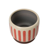 Crackle Glaze Coral Striped Stoneware Plant Pot – 16cm