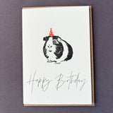 Birthday Guinea Pig Letterpress Card