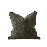 Sofia Olive Green Bouclé Feather Cushion | 45 × 45cm